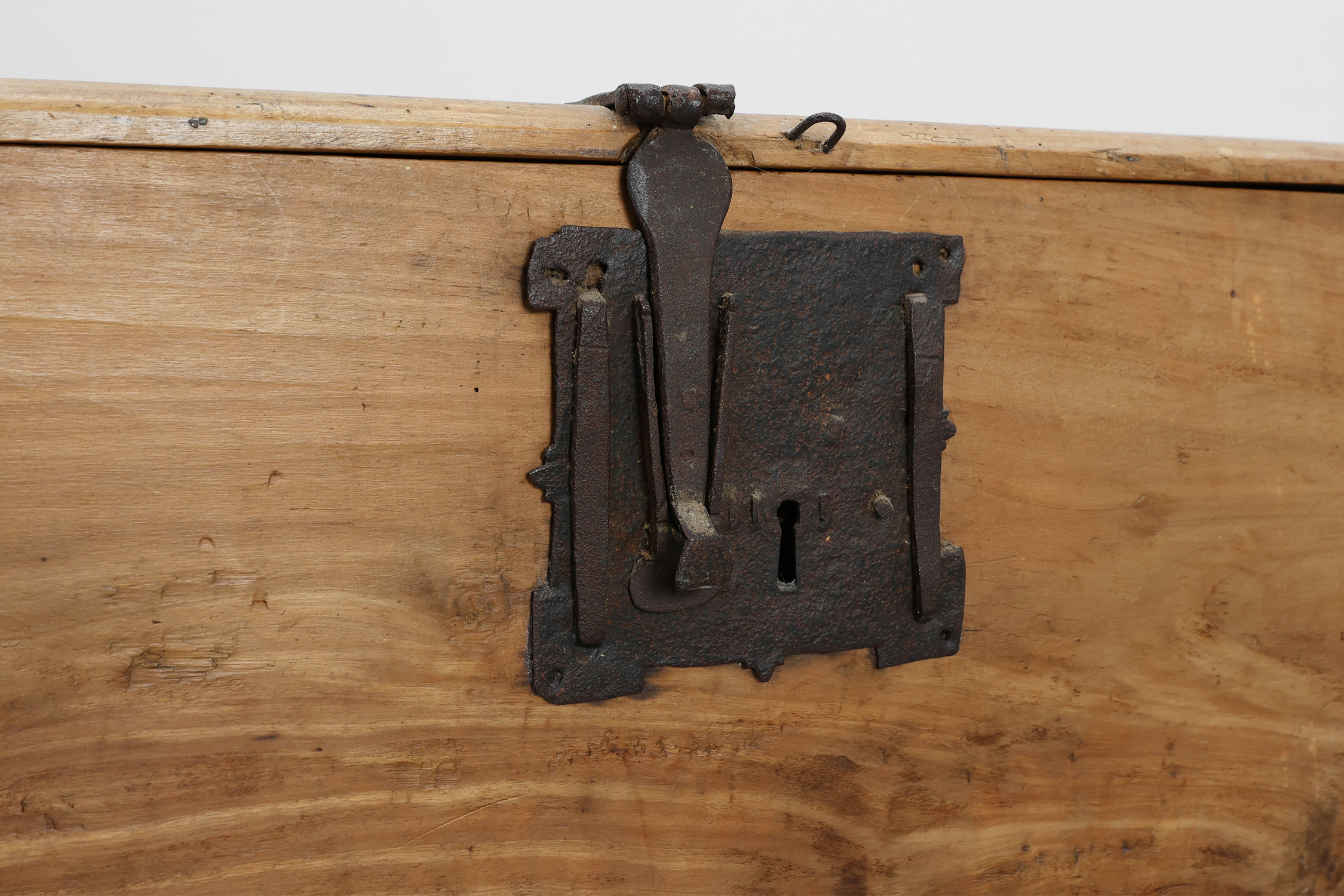 Rustic oak wooden chest, France ca. 1900thumbnail